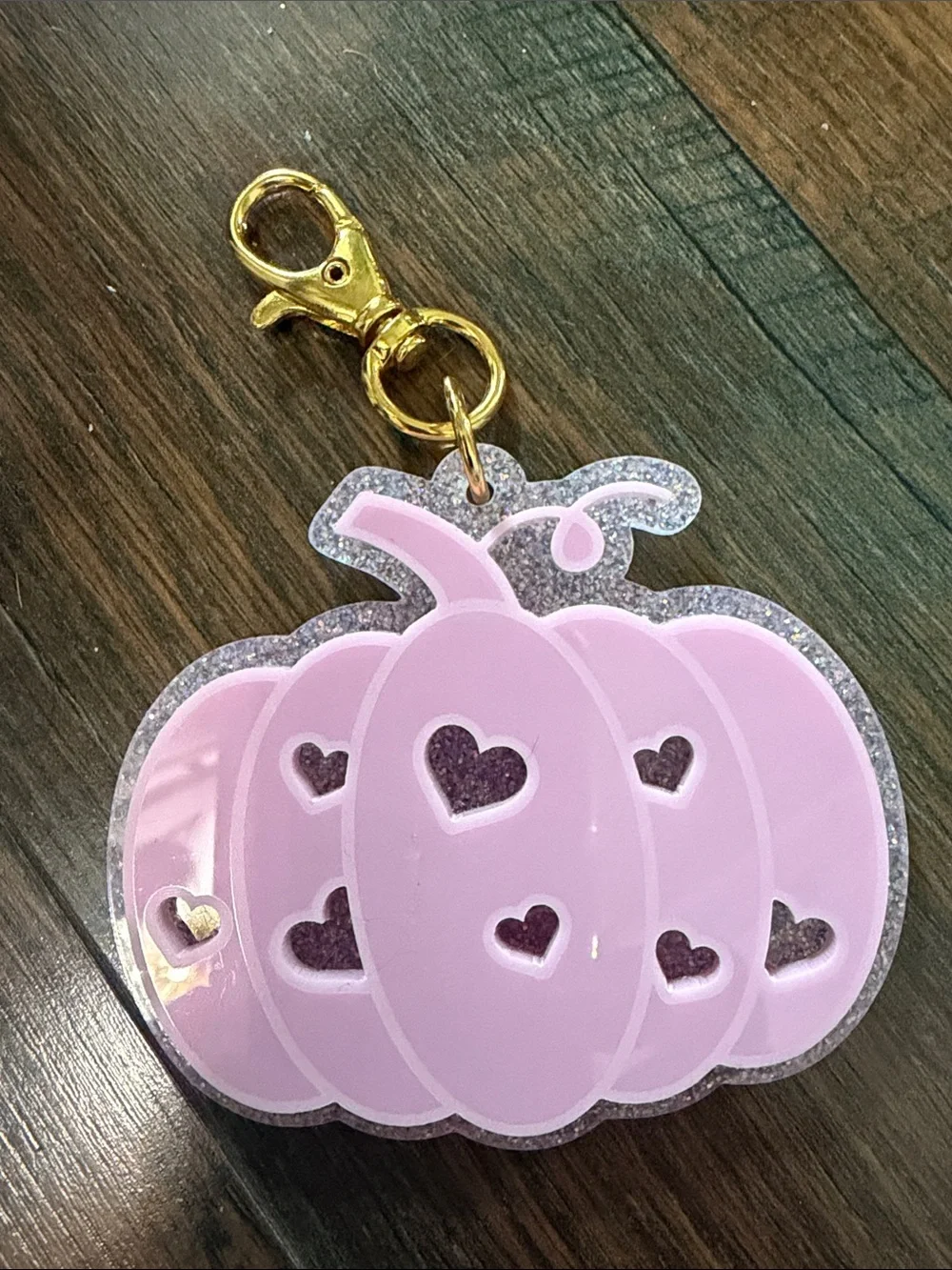 Stoney Clover Lane Pink Sparkly Pumpkin Keychain